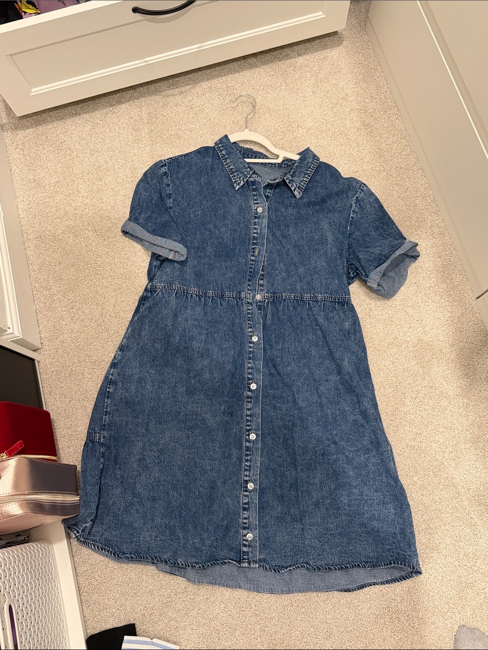 Girls' Blue Denim Button-Front Dress